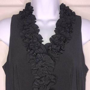 3 for $20 JUST TAYLOR Rosette Flower Ruffle V-Neck Sleeveless Sheath Dress Black